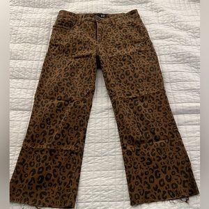 KUT Denim Cheetah Print ankle jeans